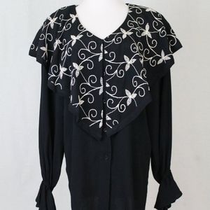 Hairston Roberson Embroidered Shawl Collar Poet Shirt Double D Ranchwear